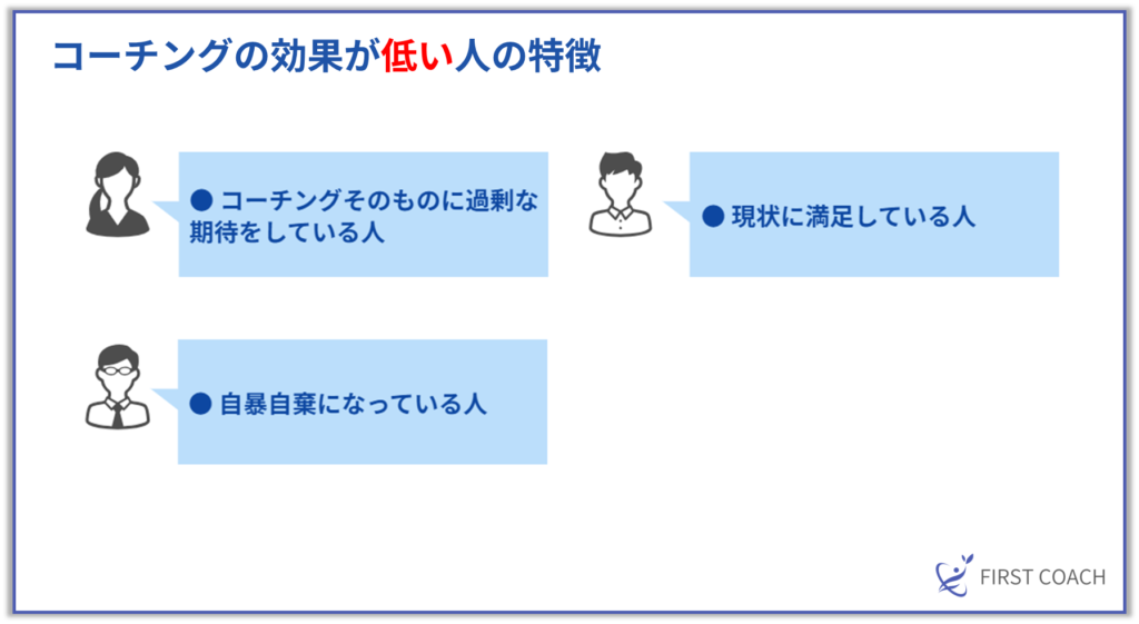 コーチングの効果が低い人の特徴-1024x561 【図解で解説】コーチングで得られる5つの効果とは？どんな人が受けるべきかを徹底解説！